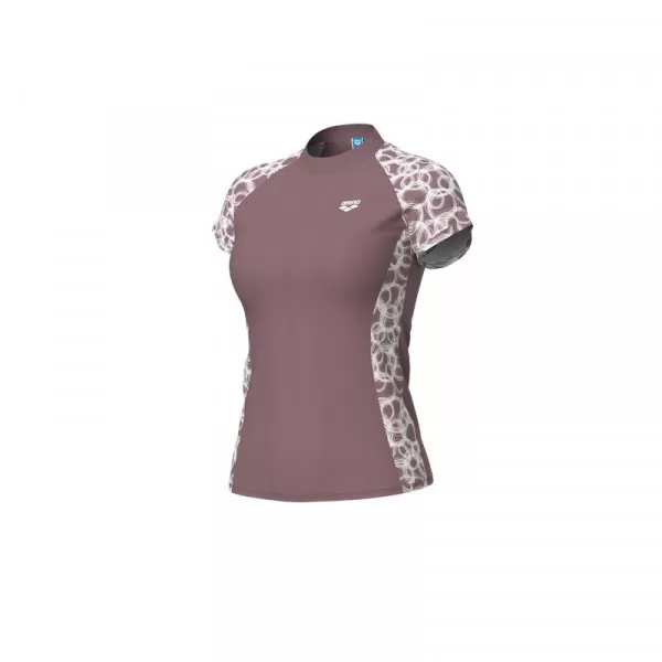 W ARENA SWIM S/S RASH VEST ALL SATIN PINK -WHITE 