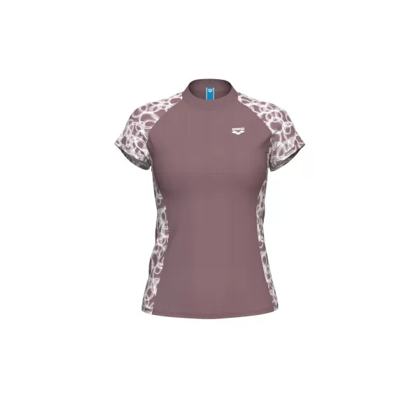 W ARENA SWIM S/S RASH VEST ALL SATIN PINK -WHITE 