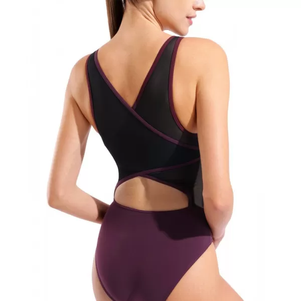 W ARENA MESH SWIMSUIT CROSS BORDEAUX 