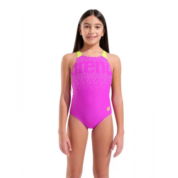 G ARENA PAINTERLY SWIMSUIT VERY FUCHSIA-ARTIC LIME 