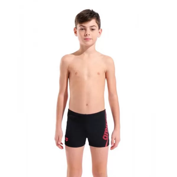 B ARENA BOLD SWIM SHORT BLACK-BRIGHT CORAL 
