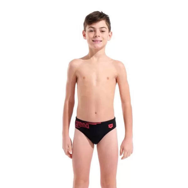 B ARENA BOLD SWIM BRIEFS BLACK-BRIGHT CORAL 