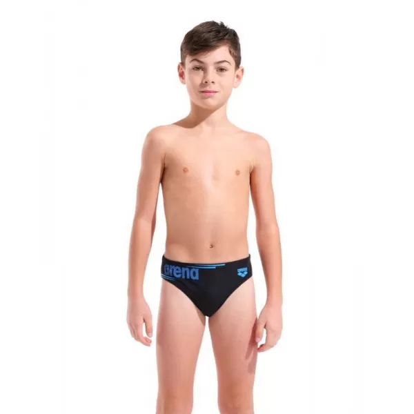 B ARENA BOLD SWIM BRIEFS BLACK-TURQUOISE 
