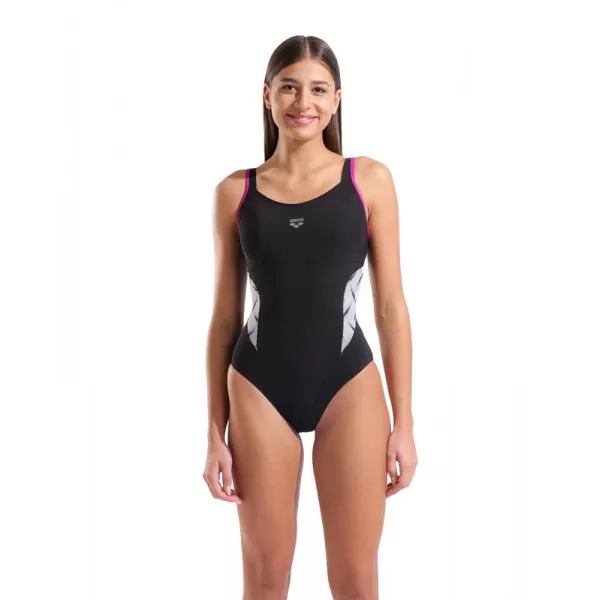 W ARENA SWIMSUIT ADA STRAP BACK BLACK-MULTI-GRAPE VIOLET 
