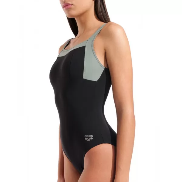 W ARENA SWIMSUIT GIANNA SQUARED BACK BLACK-SAGE-SAGE 