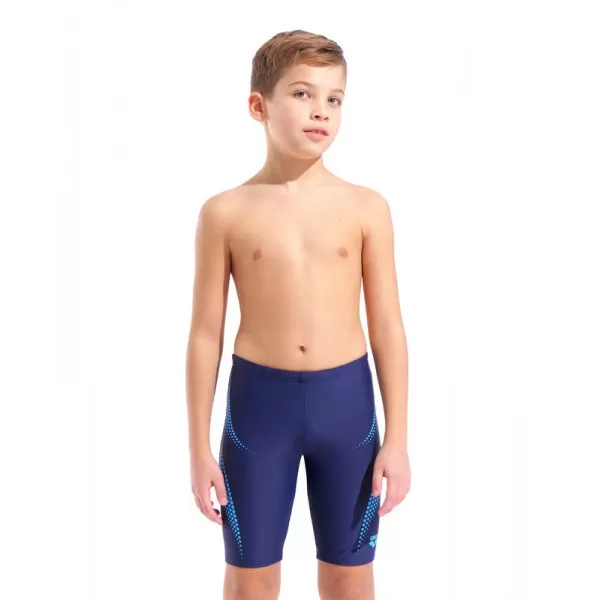 B ARENA DOTTED PATTERN SWIM JAMMER NAVY 