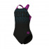 G ARENA PAINTERLY SWIMSUIT BLACK-VERY FUCHSIA 