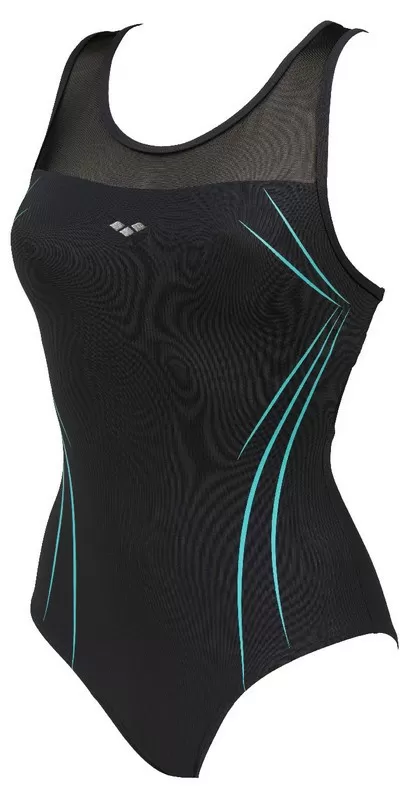 W JULIE CROSS BACK ONE PIECE BLACK MLT 