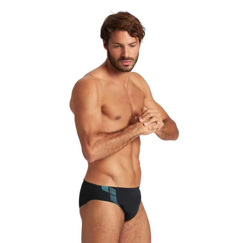 ARENA M STREAK BRIEF BLACK TURQUOISE MUŠKE KUPAĆE GAĆE 