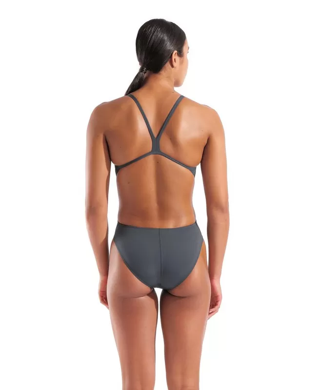 WOMENS TEAM SWIMSUIT CHALLENGE SOLID 504-ASPHALT-BRIGHT CORAL 