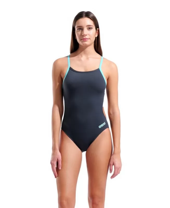 W TEAM SWIMSUIT CHALLENGE SOLID ASPHALT-WATER 