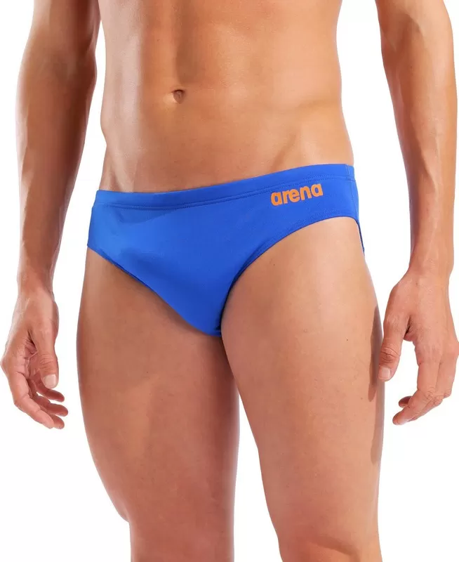 M TEAM SWIM BRIEFS SOLID  NEON BLUE-TEAM ORANGE 