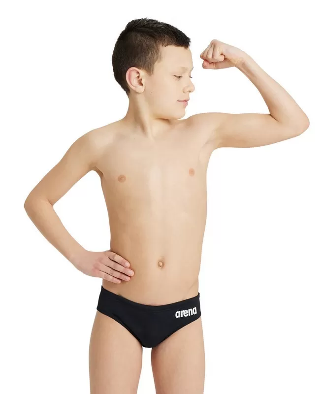 BOYS TEAM SWIM BRIEFS SOLID 550-BLACK-WHITE 