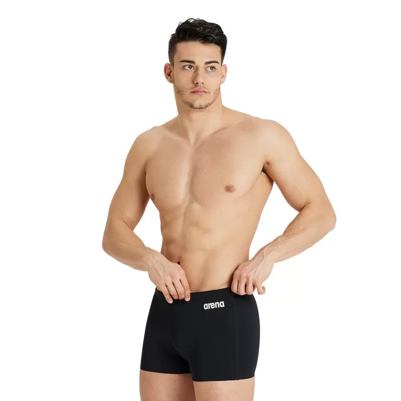 M TEAM SWIM SHORT SOLID BLACK-WHITE 