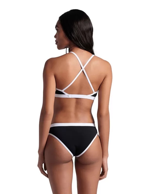 WOMENS ARENA ICONS BIKINI CROSS BACK SOLID BLACK-WHITE 
