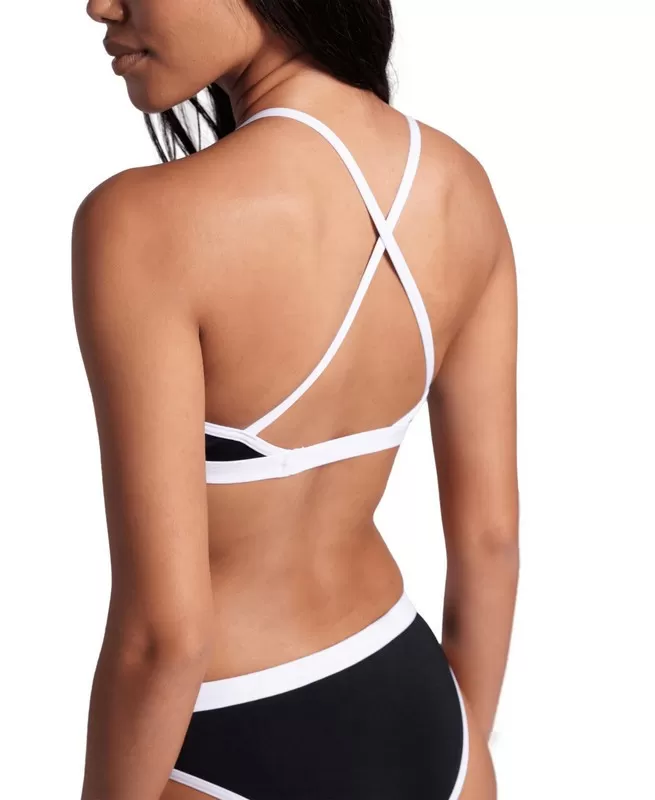 WOMENS ARENA ICONS BIKINI CROSS BACK SOLID BLACK-WHITE 