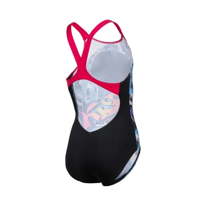 G SWIMSUIT GRAFFITI PRINT BLACK-FREAK ROSE 