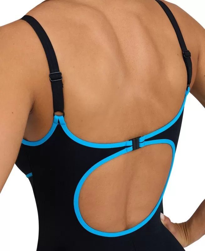 WOMENS ARENA TANIA CLIP BACK SWIMSUIT ONE PIECE BLACK-TURQUOISE ŽENSKI KUPAĆI KOSTIM 