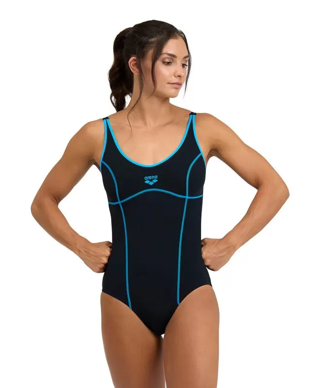 WOMENS ARENA TANIA CLIP BACK SWIMSUIT ONE PIECE BLACK-TURQUOISE ŽENSKI KUPAĆI KOSTIM 