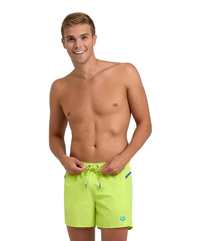 MENS ARENA PRO FILE BEACH SHORT SOFT GREEN-NEON BLUE 