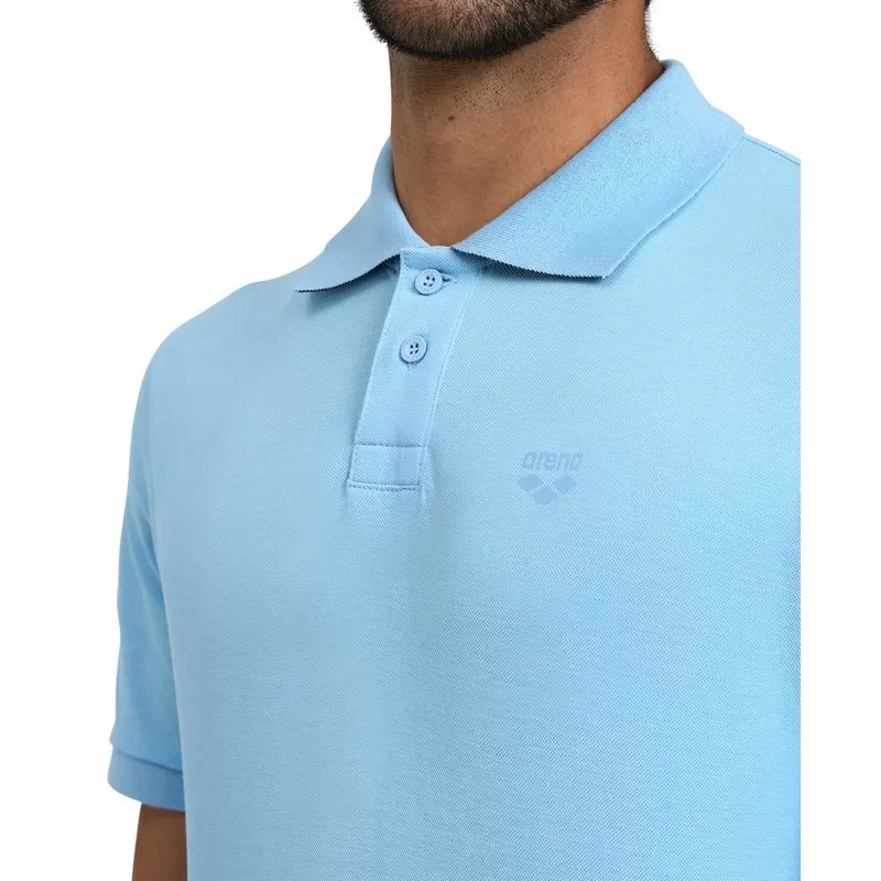 MENS POLOSHIRT SOLID COTTON PIQUET AQUA-NAVY 