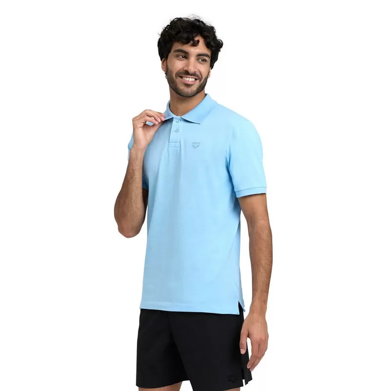 MENS POLOSHIRT SOLID COTTON PIQUET AQUA-NAVY 