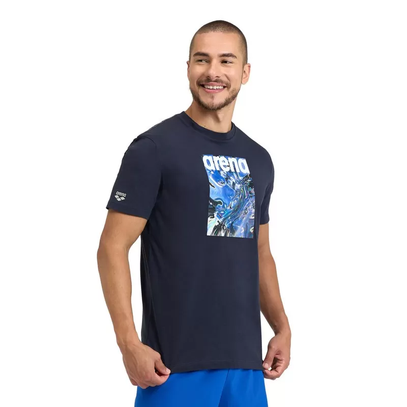 MENS T-SHIRT SOLID COTTON NAVY-VORTEX 