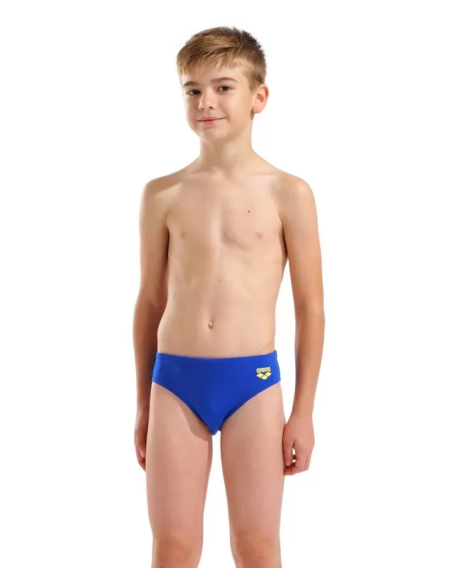 B ARENA BRIGHT SWIM BRIEFS NEON BLUE-YELLOW STAR 