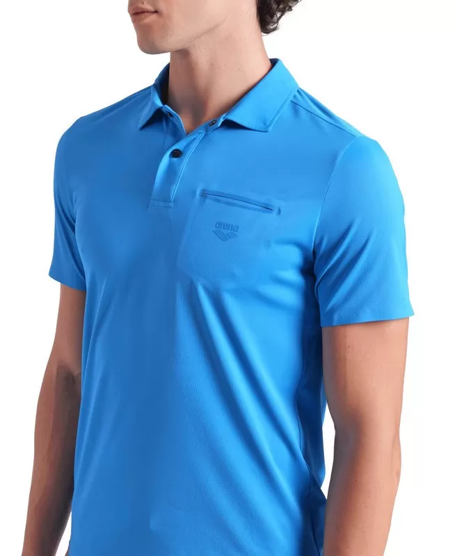 MENS POLOSHIRT POCKET SOLID BLUE 