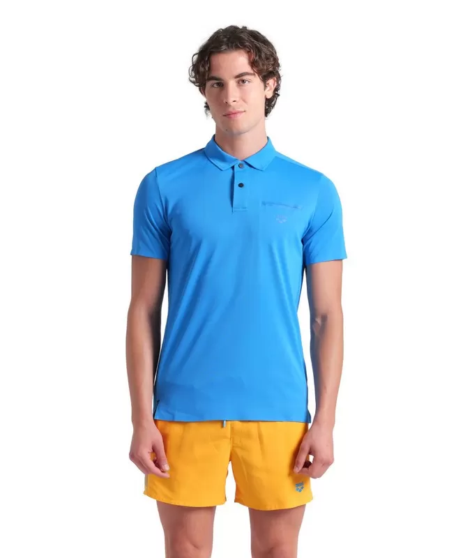 MENS POLOSHIRT POCKET SOLID BLUE 
