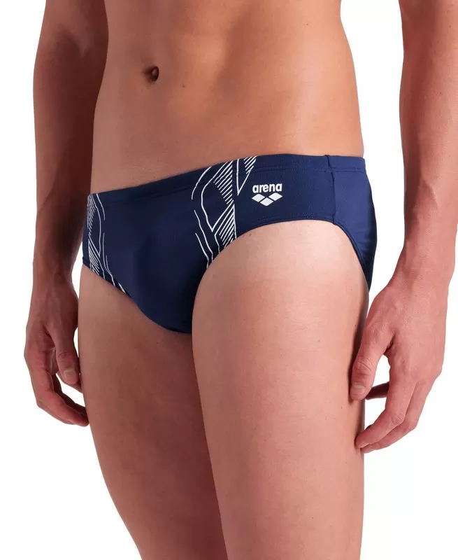 MENS ARENA REFLECTING SWIM BRIEFS NAVY-WHITE 