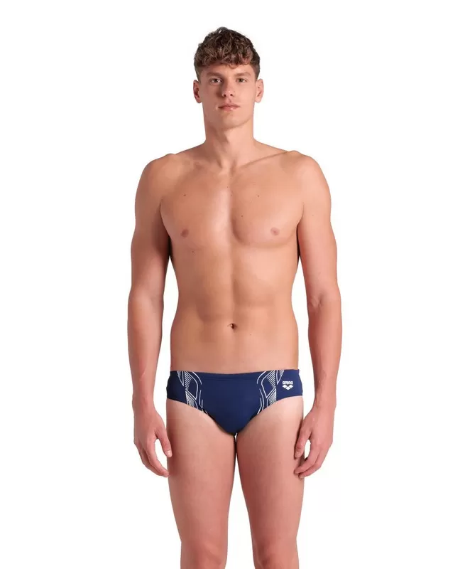 MENS ARENA REFLECTING SWIM BRIEFS NAVY-WHITE 