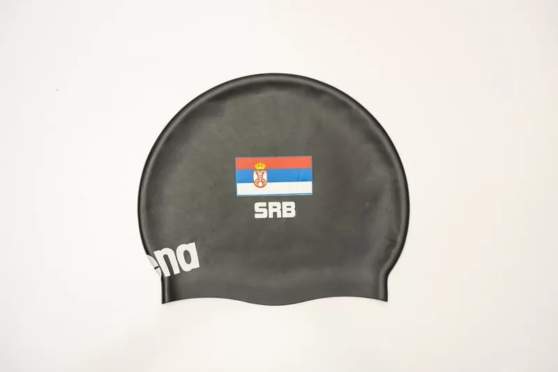 ARENA SERBIA BLACK FLAT SILICONE CAP SRBIJA KAPA ZA PLIVANJE 