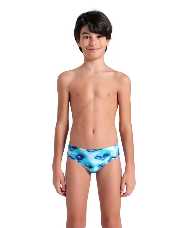 BOYS ARENA LOGO GRAPHIC SWIM BRIEFS BLUE RIVER-WATER MULTI 