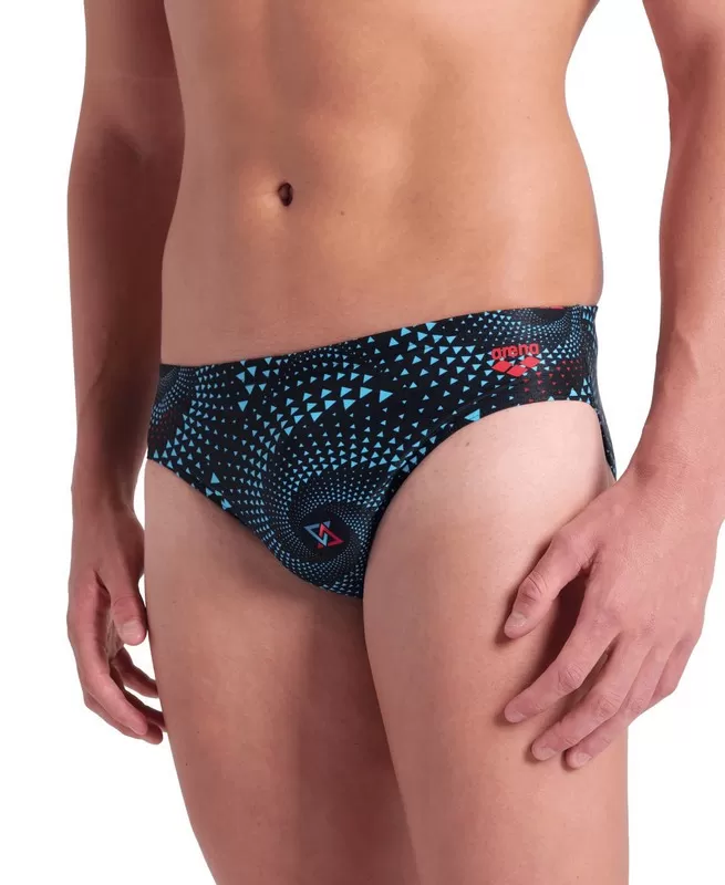 MENS ARENA FIREFLOW SWIM BRIEFS BLACK MULTI 