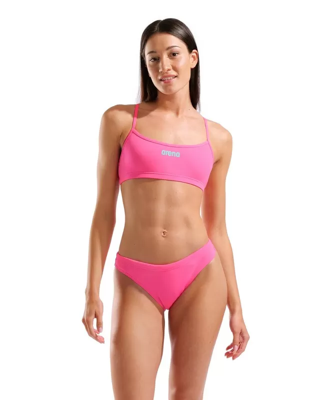 W ARENA BIKINI BANDEAU SOLID SHOCKING PINK-WATER 
