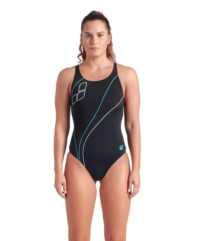 W ARENA TRAIL SWIMSUIT V BACK BLACK 