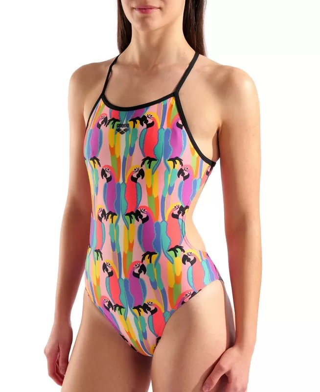W ARENA TROPICAL DELIGHT SWIMSUIT THE BACK MULTI PINK-BLACK 