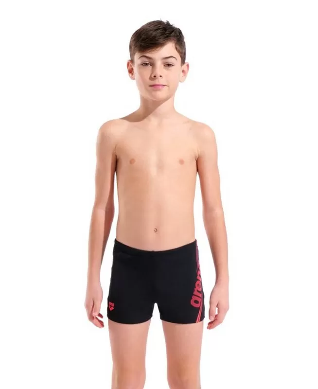 B ARENA BOLD SWIM SHORT BLACK-BRIGHT CORAL 