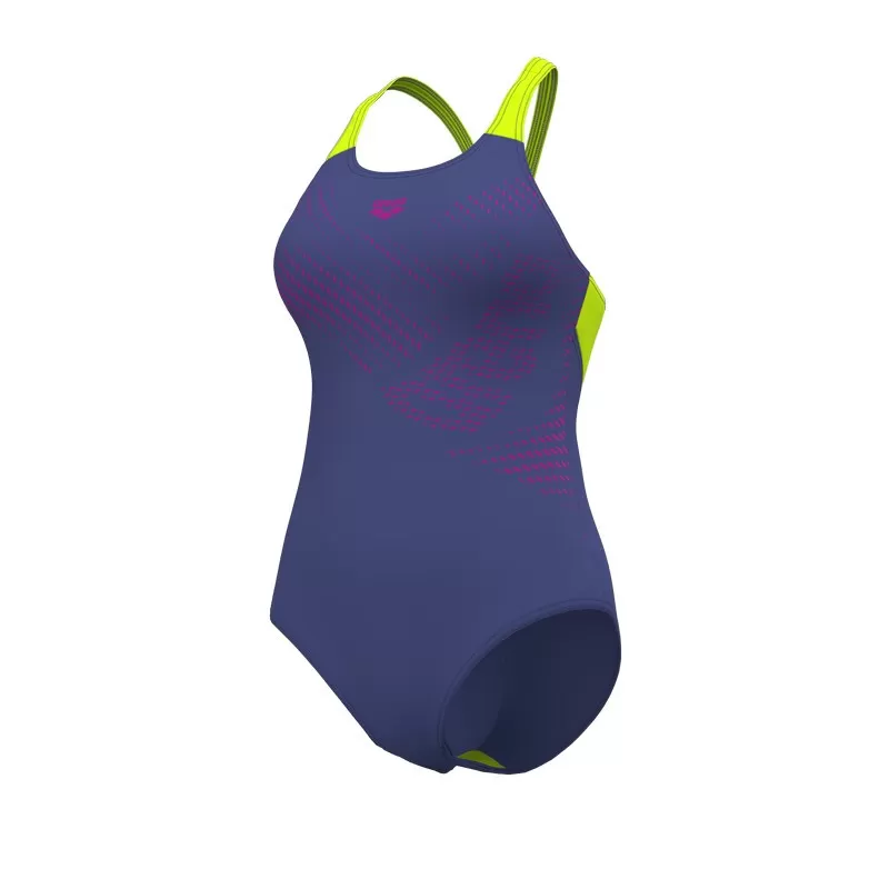 W ARENA DISTORTION SWIMSUIT FUTURE DUSK-ARTIC LIME 