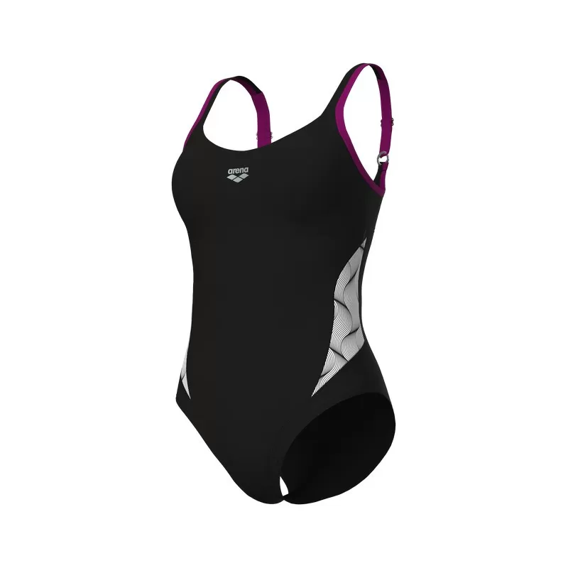 W ARENA SWIMSUIT ADA STRAP BACK BLACK-MULTI-GRAPE VIOLET 