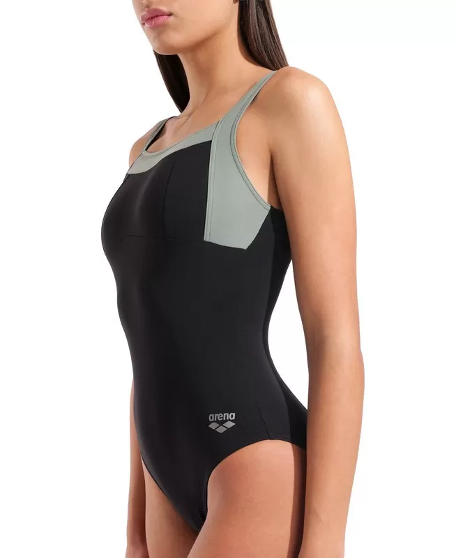 W ARENA SWIMSUIT GIANNA SQUARED BACK BLACK-SAGE-SAGE 