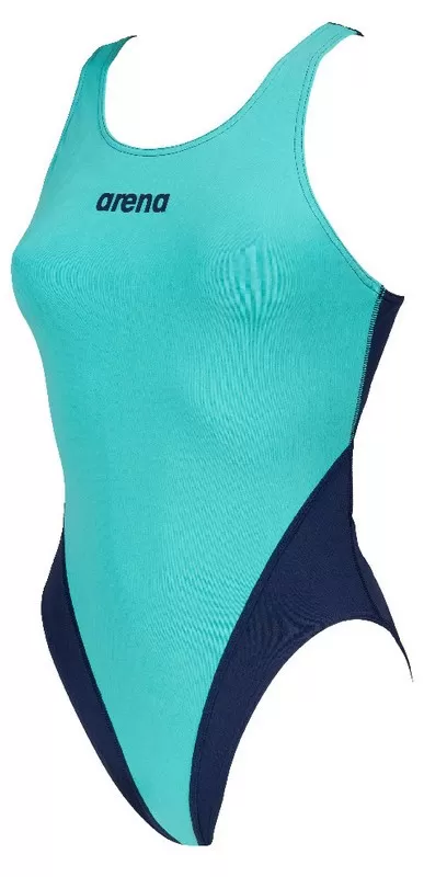 W SOLID SWIM TECH HIGH MINT-NAVY 