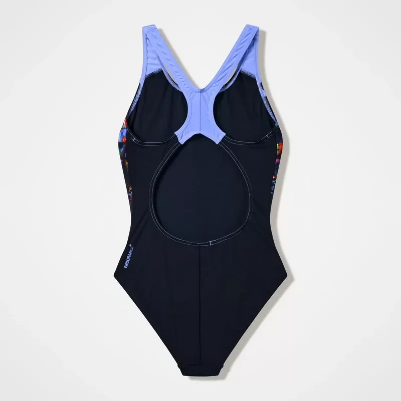 SPEEDO ENG PRINT SPLASHBACK JR 1PC BLK/PUR 